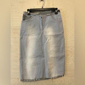 EUC Extreme Jeans vintage denim skirt with gingham accents, size S